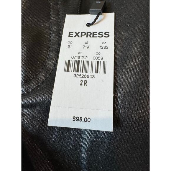 NWT Express High-Waisted Faux Leather Skinny Pants – Size 2R | Pitch Black | Y2K - Picture 6 of 7